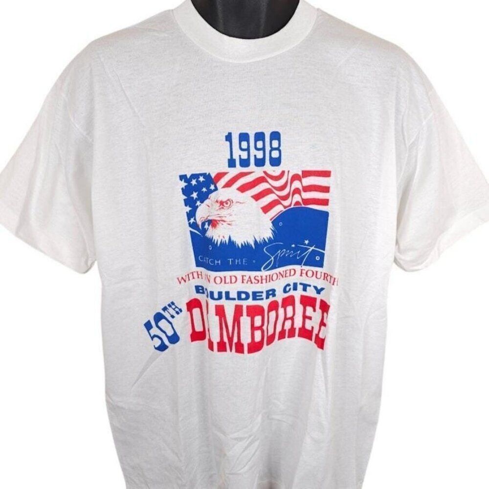 Vintage Boulder City Damboree T Shirt Mens Size XL White 90s 1998 4th Of July